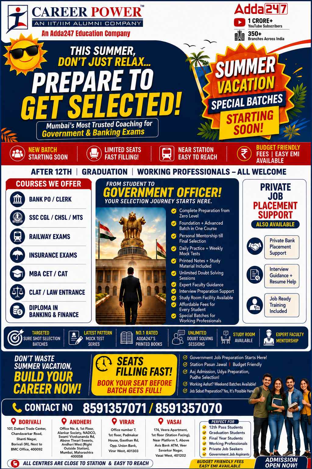 Career Power Adda247 Mumbai Summer Vacation Batch 2026 | Admission Open for Bank, SSC, Railway & Government Exams